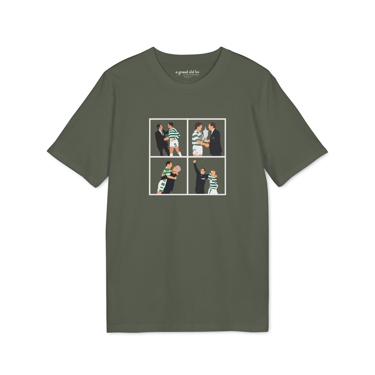 Four magic moments between Celtic FC managers and their captains, 1965 to 2004. Celtic FC tee by A Grand Old Tee.