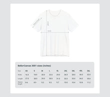 Load image into Gallery viewer, Bella+Canvas 3001 size chart in inches